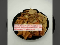 ক্রাঞ্চি কোরিয়ান রাইস ক্রেকার্স। আপনার ব্যবসার জন্য ন্যূনতম অর্ডার প্রয়োজনীয়তার সাথে লবণাক্ত এবং সুস্বাদু, পাইকারি